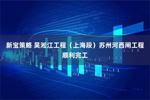 新宝策略 吴淞江工程（上海段）苏州河西闸工程顺利完工
