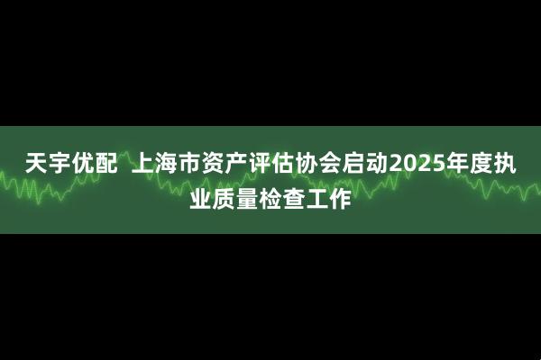 天宇优配  上海市资产评估协会启动2025年度执业质量检查工作
