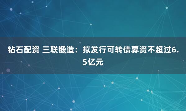 钻石配资 三联锻造：拟发行可转债募资不超过6.5亿元