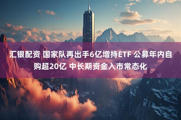汇银配资 国家队再出手6亿增持ETF 公募年内自购超20亿 中长期资金入市常态化