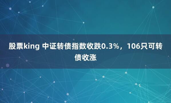 股票king 中证转债指数收跌0.3%，106只可转债收涨