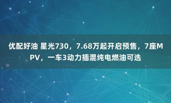 优配好油 星光730，7.68万起开启预售，7座MPV，一车3动力插混纯电燃油可选